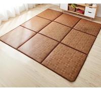 Japanese Tatami Rattan Floor Mat - 0.47'' Thick Memory Foam, Non-Slip Sleeping & Crawling Mat for Living Room & Bedroom, Breathable Area Rug, Large Size