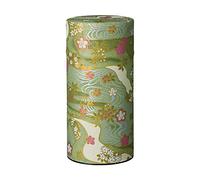 野口熊太郎茶園 Japanese Tea Canister Tin Shikisai(Four Seasons Color) Green/Double Lid/Japanese Washi Paper Pasted /200g Tea Capacity/Loose Leaf Tea Storage/Storage Container with Lid