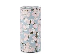 Japanese Tea Canister Tin ( Yuzen Washi Paper - Plum and Sakura / Gray ), 7.06oz Size / Made in JAPAN with Includes Inner Lid of Airtight Damp-Proof / Kitchen Jar for Loose Leaf Coffee Tea Spice and