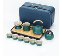 Japanese Tea Set for 6, Chinese Gongfu Tea Set for Adults, 14Pcs Portable Tea Service Set, Travel Tea Sets with 6 Tea Cups & Bamboo Tray, Kiln Altered Glaze Teapot for Tea Lovers Men Women Gift