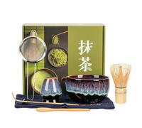 Japanese Tea Set - Natural Wood Whisk, Handmade Matcha Bowl | Compact Size Ceremony Utensils with Scoop and Base, Authentic Mixing Tools for Relaxation Daily Routine Mindfulness Drink Lovers