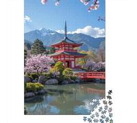 Japanese Temple 1000 Pc Cardboard DIY Traditional Architecture Style Puzzle, Family Game 12+, Stress Relief, Vibrant Colours & Wall Decor Gift 38x26cm/1000pcs