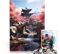 Japanese Temple and Stream1000 Pieces Jigsaw Puzzles for Adults Toy Intellectual Game gifts for friends and family 38x26cm