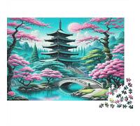Japanese Temple Garden 1000pc Jigsaw Puzzle Impossible Hard Secret Santa Gift For Home Activity Logic Skill Puzzle Sturdy Paper 38x26cm/1000pcs