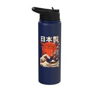 Japanese Temple Great Wave Aesthetic Ukiyo-E Stainless Steel Insulated Water Bottle
