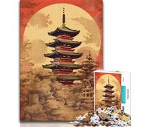 Japanese Temple Landscape 1000 Piece Jigsaw Puzzles for Teenagers,Family Game Stress Reliever Difficult Challenge Artists Collection,Fine Art (38x26cm)