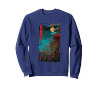 Japanese Temple Moon Night Landscape Vintage Style Sweatshirt