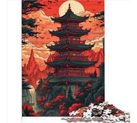 Japanese Temple Painting Jigsaw Puzzle - 1000 Piece Educational Game for Adults and Boys - Wooden Puzzle Gift (50x75cm)
