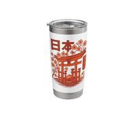 Japanese Temple Sakura Cherry Blossom Torii Stainless Steel Insulated Tumbler