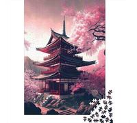 Japanese Temple Sakura Jigsaw Puzzles for Adults Interesting Puzzles 1000 Piece Educational Games Home Decoration Gifts 70x50cm/1000pcs