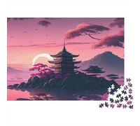 Japanese Temple Sunset_1 1000 Piece Jigsaw Puzzle Adult Brain Training Puzzle Ultra Difficult Puzzle Thick Cardboard 52x38cm/1000pcs