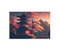 Japanese Temple Sunset,1000-piece puzzle for adults,Paper puzzles suitable for adults and teenagers educational toys and gifts,38x52cm