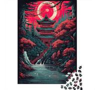 Japanese Temple Sunset Jigsaw Puzzles for Adults Interesting Puzzle Game 1000 Jigsaws Brain Challenge Home Decoration Gifts 52x38cm/1000pcs