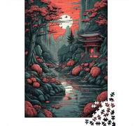 Japanese Temple Sunset Jigsaw Puzzles for Adults Interesting Puzzle Game 1000 Piece Impossible Puzzle for Adults Gifts 52x38cm/1000pcs