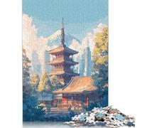 Japanese Temple with Mount Fuji Backdrop Puzzles for Adults 1000 Pieces Puzzles for Teenagers Gifts For Adults Teenagers Teenager Man Woman Gift 38x26cm/1000pcs