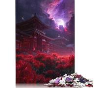Japanese Temple Wooden Jigsaw Puzzle for Adults Fun 300 Pieces Home Decoration Toy Intellectual Game Education Game Stress Relief Challenge Educational 300pcs (40x28cm)
