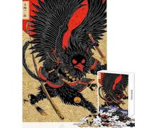Japanese Tengu Warrior Illustration Jigsaw 1000 Pieces for Teenagers Improve Overall Mental Performance Mindful Soothing Leisure Game (50x75cm)