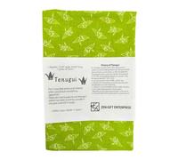 Japanese Tenugui Towel, 34.64"L x 12.99"W, Orizuru Pattern, White on Green