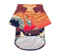 Japanese The Great Wave Hawaii Shirt Print Dog Clothes T-Shirt Beach for Puppy Cat M