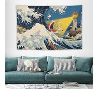 Japanese The Great Wave Off Kanagawa Boho Wall Tapestry with Hanging Kit Aesthetic Tapestry Wall Hanging Personalized Backdrop Large Vintage Tapestries Decoration for Bedroom Living Room Dorm Decor-40