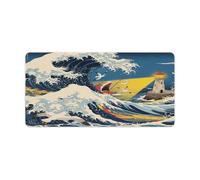 Japanese The Great Wave Off Kanagawa Print Large Mouse Pad, Desk Matt for Desktop, Waterproof Office Desk Mat, Laptop Keyboard Computer Mat for School Office Home 12x24 inch