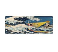 Japanese The Great Wave Off Kanagawa Print Large Mouse Pad, Desk Matt for Desktop, Waterproof Office Desk Mat, Laptop Keyboard Computer Mat for School Office Home 12x32 inch
