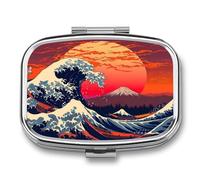Japanese The Great Wave Pill Box 2 Compartment Pill Case Decorative Organizer Storage Boxes Holder Cute