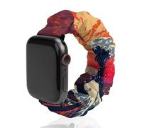 Japanese The Great Wave Replacement Watchband Cute Printed Watch Strap Elastic Solo Loop Bands Compatible for Apple Watch 38mm/40mm