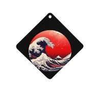 Japanese The Great Wave Sun Car Aromatherapy Tablets Air Freshener Hanging Scented Cards for Rooms Bathrooms Wardrobe Rhombus