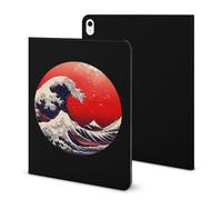 Japanese The Great Wave Sun Compatible with iPad Protective Case with Pen Holder Book Style