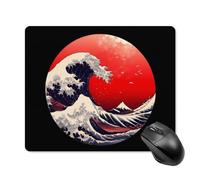 Japanese The Great Wave Sun Gaming Mouse Pad with Rubber Base