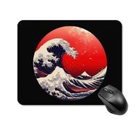 Japanese The Great Wave Sun Gaming Mouse Pad with Rubber Base