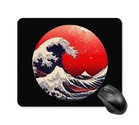 Japanese The Great Wave Sun Gaming Mouse Pad with Rubber Base