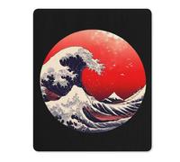 Japanese The Great Wave Sun Mouse Pad with Stitched Edges Non Slip Mousepad Desk Mat for Office Gaming