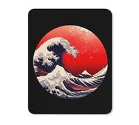 Japanese The Great Wave Sun Mouse Pad with Stitched Edges Non Slip Mousepad Desk Mat for Office Gaming