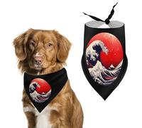 Japanese The Great Wave Sun Pet Triangle Adjustable Bandana Comfortable Bibs Puppy Scarfs Washable Kerchief for Small Medium Pets