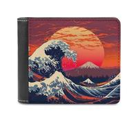 Japanese The Great Wave Wallet PU Leather Bifold Wallet Purses Card Wallet Coins Wallet with Card Holder for Men Women