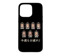 Japanese Theater Faces Weekly Drama Workweek Kanji Souvenir Case for iPhone 15 Pro Max