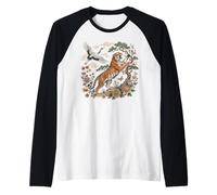 Japanese Tiger and Crane Vintage Wildlife Nature Raglan Baseball Tee