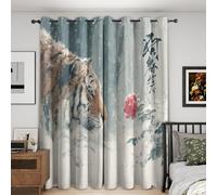 Japanese Tiger Blackout Curtains, 84 Drop, Asian Chinese Printed Curtains for Living Room, Bedroom, Eyelet Drapes for Window Home Decor, 52x84 Inch 2 Panels A/I488