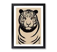 Japanese Tiger Framed Print | A2 Black Framed Wall Art | Ready to Hang | Asian Animal Picture | Living Room Bedroom Lounge Office