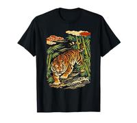 Japanese Tiger in Bamboo - Ukiyo-e Style Art T-Shirt