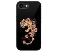 Japanese Tiger Printed Phone Case Unisex Cute Trendy Glass Cellphone Protective Cover Compatible with iPhone 16/16 Pro/16 Pro Max/16 Plus/16 E