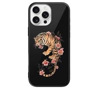 Japanese Tiger Printed Phone Case Unisex Cute Trendy Glass Cellphone Protective Cover Compatible with iPhone 16/16 Pro/16 Pro Max/16 Plus/16 E