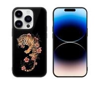 Japanese Tiger Printed Phone Case Unisex Cute Trendy Glass Cellphone Protective Cover Compatible with iPhone 14/14 Pro/14 Pro Max/14 Plus