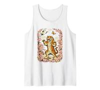 Japanese Tiger Sakura Cherry Blossom Art Floral Crane Tiger Tank Top
