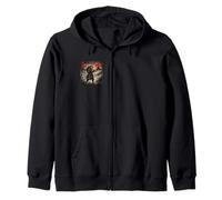 Japanese Tiger Samurai Warrior Vintage Ukiyo-e Art Tiger Zip Hoodie