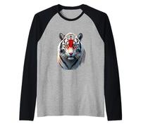 Japanese Tiger Spirit - Rising Sun Wildlife Art Raglan Baseball Tee