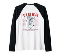 Japanese Tiger Warrior Instinct Discipline Power Kanji Art Raglan Baseball Tee