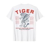 Japanese Tiger Warrior Instinct Discipline Power Kanji Art T-Shirt